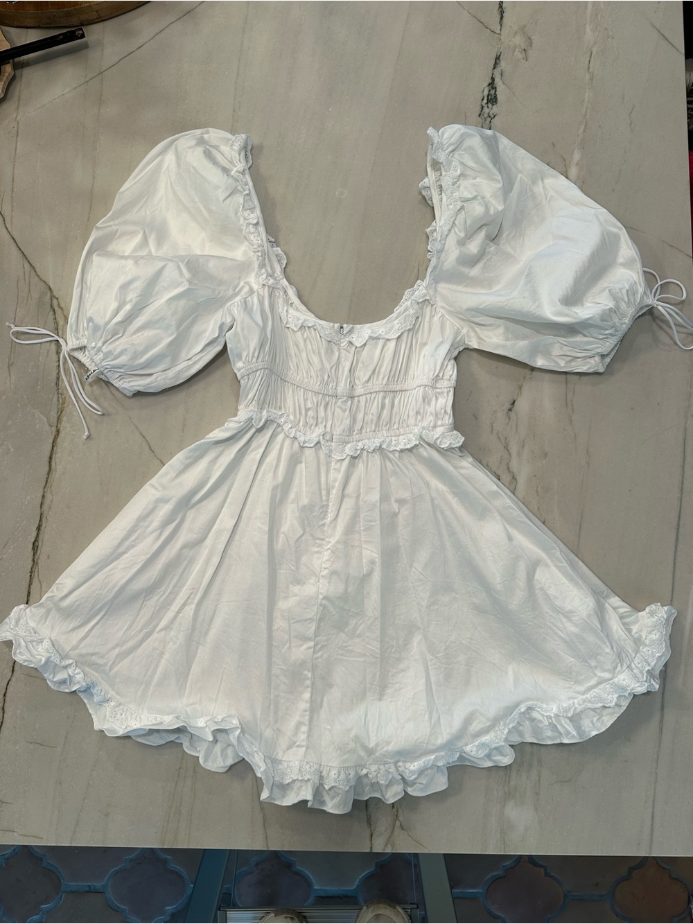 For Love & Lemons White Ruched Mini Dress - Picture 2 of 3